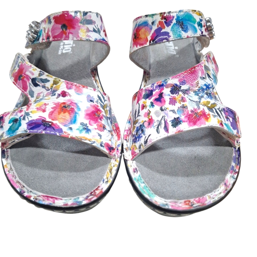 Alegria Leather Triple Strap Wedge Sandals Loti Perennail Sz 37=7-7.5 - Picture 7 of 9